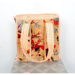 Handmade Quilted Velvet <b>Small</b> Tote Bag Floral Cotton Shoulder Handbag Striped <b>Shopping</b> Carry All for Daily Travel - Product Image 5