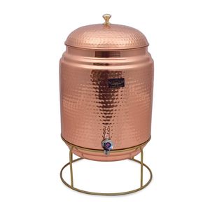 Fontaine à eau cylindrique classique en cuivre avec robinet de distribution fluide, idéale pour le stockage quotidien d'eau potable - Product Image 5
