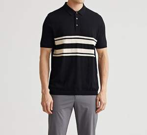 Polo de Verano para Hombre, de Alta Moda, en Algodón Peinado, Tejido de Punto, Manga Corta, con Rayas de Color en Contraste - Product Image 4