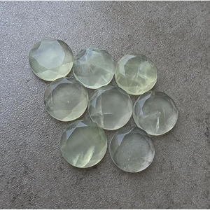 Pierre précieuse de préhnite facettée de forme ronde calibrée |   Pierre cabochon naturelle verte en vrac pour la fabrication de bijoux, tailles personnalisées disponibles - Product Image 1