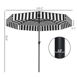 Ombrellone da Esterno 3M (8.6FT) con Protezione UPF 30+, Tavolo Ventilato a 2 Livelli per Palestra, Portico, Patio, 8 Stecche, Manovella Inclinabile - Product Image 3