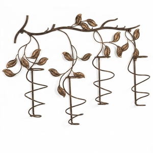 Porte-bouteilles en fer forgé artisanal sur pied, présentoir à vin en métal, mobilier de bar KHP - Product Image 1