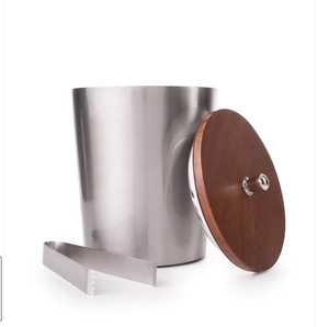 Stainless steel <b>ice</b> bucket with handle and leather wrap insulated wine <b>cooler</b> bar <b>ice</b> holder for parties and home use daily - Product Image 3