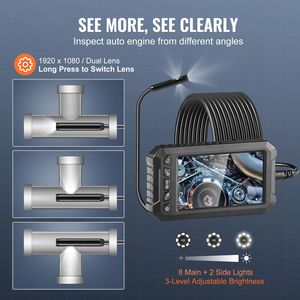Telecamera Endoscopica Industriale con Tripla Lente, Schermo da 5 Pollici, 1080P, 8+2 Luci, IP67 Impermeabile, Boroscopio con Luce - Product Image 2