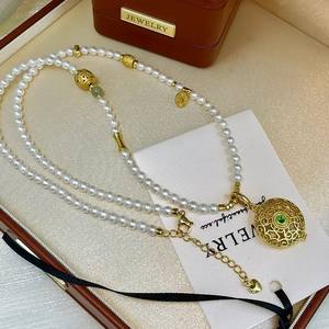 Gargantilla Retro Original Chapada en Oro de 14K con Perlas Naturales de Agua Dulce de 4-5mm, Cadena para Clavícula, Collares Finos - Product Image 1