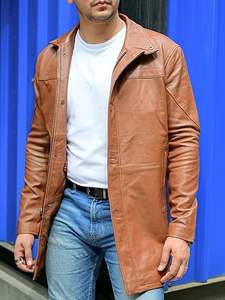 Abrigo Largo de Cuero Genuino para Hombre de Primera Calidad, Transpirable, para Invierno, Informal, para Hombre - Product Image 2