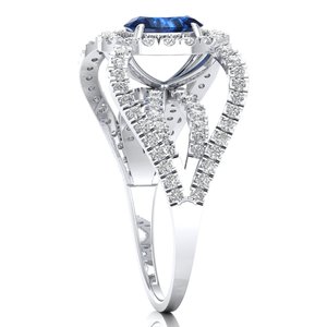 Anillos de compromiso REYES GRA de plata de ley 925 con moissanita VVS para mujer, 0.75 quilates, gema de zafiro azul, joyería fina - Product Image 3
