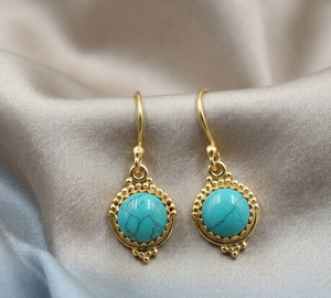 925 Sterling Silver Turquoise Dangle Earrings Handmade Boho Gemstone Earrings Yellow Gold Rose Gold Plated <b>Jewelry</b> for <b>Sister</b> - Product Image 2