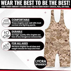 Customized Sublimated Breathable Polyester/Cotton 160g <b>Wrestling</b> <b>Singlet</b> for Unisex Regular Fit Adult Size Front Design - Product Image 2