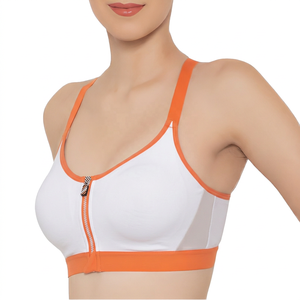 Soutien-gorge de sport coloré pour femme avec fermeture éclair sur le devant, maintien moyen, respirant, pour yoga et entraînement - Product Image 4