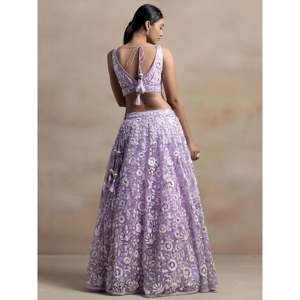 Bridesmaid Lehenga Choli Set with Lavender <b>Sequins</b> Net Dupatta - Product Image 4
