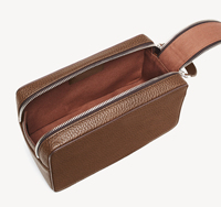 Trousse de Toilette en Cuir, Petite Trousse à Cosmétiques Portable avec Fermeture Éclair, Style Simple, Couleur Beige, pour Voyage