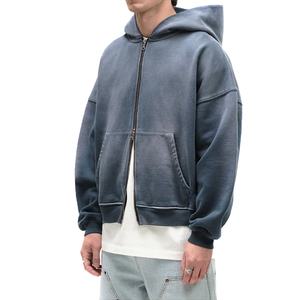 OEM 2025 Sweat à capuche unisexe en coton épais délavé à l'acide avec fermeture éclair à double extrémité Logo personnalisé Streetwear pour l'hiver - Product Image 1