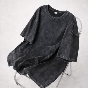 Camisetas al por mayor de 380 g/m² con lavado ácido para mujer, transpirables, personalizadas OEM, informales, de corte holgado, estilo vintage, para chicas. - Product Image 1