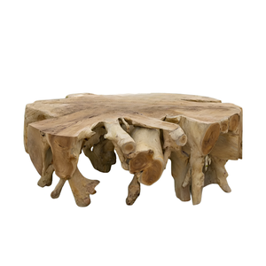 Mesa de Centro Rústica de Raíz de Teca, Mesa de Centro de Forma Natural, Mesa de Tronco de Madera Hecha a Mano, Decoración para Sala de Estar - Product Image 1