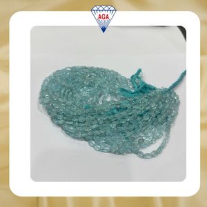 Perles ovales lisses en aquamarine naturelle indienne, bleu marine AA, non traitées, pour la fabrication de colliers et de bijoux - Product Image 2