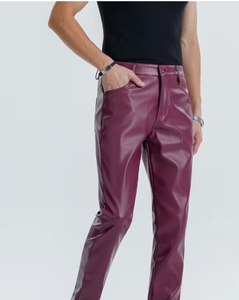 Spezia International Men's for PU Coated Straight Fit Casual <b>Trousers</b> Side Pockets <b>Elastic</b> <b>Waist</b> Heavyweight Winter Pants - Product Image 2