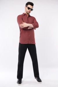 <b>Mens</b> Full Sleeve Cotton <b>Shirt</b> Regular Fit <b>Red</b> Solid Classic Button Down <b>Shirt</b> Breathable Lightweight Summer Wear Spread Collar - Product Image 6