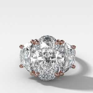 3 CT Oval IGI Lab Grown Diamond Three Stone <b>Ring</b> 10K 14K 18K Solid Gold 925 Silver Half <b>Moon</b> Accent Engagement <b>Ring</b> Wholesale - Product Image 3