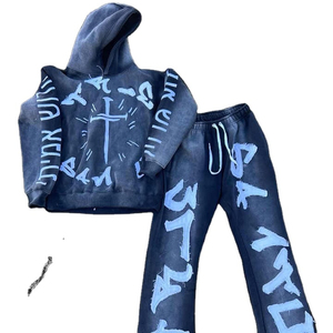 Conjunto Deportivo Informal sin Costuras para Hombre, Sudadera con Capucha, Pantalones Deportivos Largos, Poliéster/Algodón, Transpirable, Ecológico, Otoño - Product Image 1