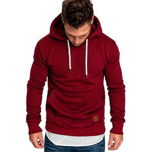 Sweat-shirt à capuche pour homme, manches longues, couleur unie, noir et rouge, grande taille, Poleron Hombre - Product Image 1