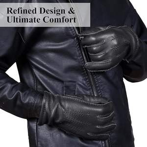 Gants en cuir de daim pour hommes et femmes – Gants d'hiver chauds avec doublure en polaire douce - Product Image 3
