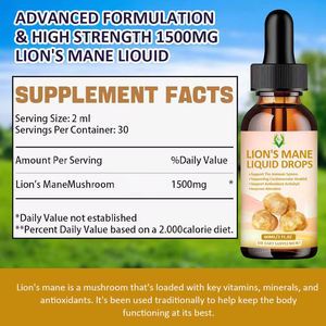 OEM ODM Lion's Mane Liquid Drops 1500mg 60ml Absorción Función cerebral mejorada Hongo para Mujeres Hombres Gotas líquidas - Product Image 2