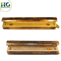 Boîte à encens artisanale indienne en bois pour rangement de bâtonnets, décoration religieuse, support d'aromathérapie, vente en gros, artisanat |   Article cadeau Puja