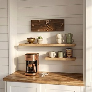 Farmhouse Rectangular Wooden <b>Wall</b> <b>Clock</b>, Rustic Gold Number Decor - Product Image 4