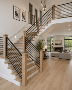 Barandillas Modernas de Hierro para Escaleras de Villa, Resistentes al Agua, Montadas en el Suelo, con Acabado Negro Mate para Escaleras y Balcones - Product Image 5