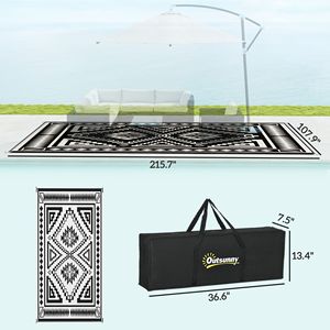 Tappeto da Esterno Impermeabile Bianco e Nero 9FTx18FT con Borsa per il Trasporto e Design Reversibile - Product Image 3