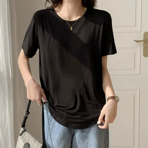 ZZH YF963 Blusas Formales para Mujer, Camisetas de Manga Corta de Algodón/Fibra de Bambú, Transpirables y Compresibles para Verano, Gran Venta - Product Image 4