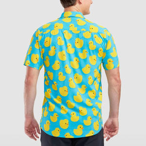 เสื้อฮาวายชายหาดฤดูร้อน ระบายอากาศได้ดี ผลิตจากโพลีเอสเตอร์ 95% สแปนเด็กซ์ 5% ลายพิมพ์ลำลอง แขนสั้น ปักโลโก้ได้ตามต้องการ ติดกระดุม เสื้อฮาวายชาย - Product Image 4