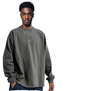 Camiseta de Manga Larga Extra Grande para Hombre, 100% Algodón, Color Sólido, Cuello Redondo, Diseño Casual de Punto Jersey - Product Image 6