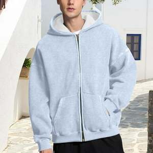 Sudadera con capucha oversize de invierno para hombre, estilo streetwear, sin forro, de forro polar, con cremallera completa, bordado vintage con efecto acid wash, con logotipo personalizado OEM. - Product Image 3