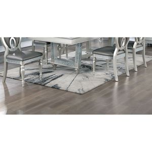 Juego de muebles de comedor formales tradicionales, 2 sillas laterales plateadas con acento gris oscuro con respaldo recortado y asiento con cojín - Product Image 5