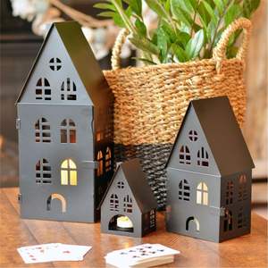 Portavelas de Metal Negro Vintage con Diseño de Estrella, Linterna para Velas de Té, Decoración Nórdica para el Hogar, Adornos Votivos para Mesa de Navidad - Product Image 6