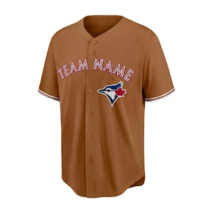 light <b>brown</b> Custom Sublimated Baseball Jersey quick dry Men sportswear Breathable Athletic fit v neck short sleeve button up - Product Image 1