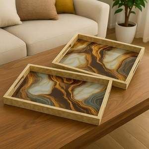 Plateau de service décoratif en bois pour la table de fête, l'hôtellerie et la maison, ou le jardin – Plateau de service en bois haut de gamme pour hôtel au meilleur prix - Product Image 4