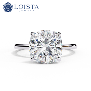 Bague personnalisée en or 18 carats avec diamant synthétique, bijoux en diamant multi-styles, bague solitaire en diamant de forme coussin - Product Image 1