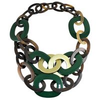 Collier en corne naturelle avec chaîne à maillons, bijoux faits à la main artistiques pour femmes, pour les marques de mode éthiques