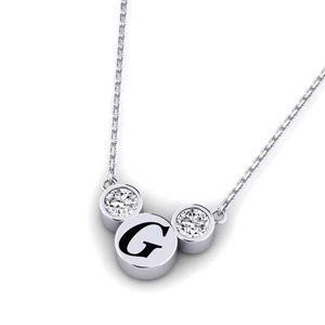 Collar con Colgante de Letra G de Dibujos Animados con Circonitas Redondas, Plata 925, Moissanita, Regalo Unisex - Product Image 3