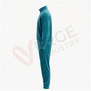 Conjunto Deportivo Unisex Color Verde Azulado, Manga Larga, Cuello Alto, Cierre Frontal, Color Sólido, Transpirable, Corte Regular, Ropa Casual de Otoño - Product Image 3
