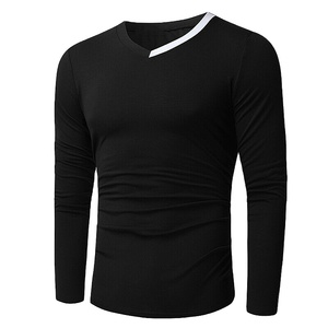 Camisetas con cuello en V personalizadas para hombres con mangas completas Material de poliéster/algodón profesional Ropa hecha - Product Image 2