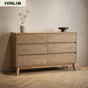 Contemporary Scandinavian Oak Color <b>Sideboard</b> with <b>Storage</b> and Solid Wood Legs for Small Dining Rooms and Apartments - Product Image 4