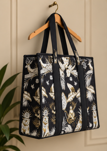 Wildlife Print Cotton Tote Bag Quilted Handcrafted Fabric Carryall Travel Work Bag Statement Evening Reusable Shopper Gift Bag - Product Image 2