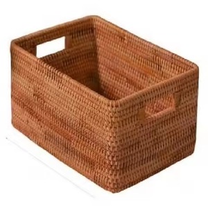 Plateau rond en rotin tressé à la main avec poignées en cuir, idéal pour servir des aliments, l'organisation domestique, la présentation de cadeaux et la décoration d'événements - Product Image 3