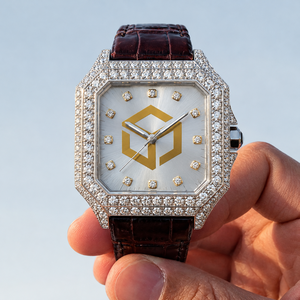 Montre analogique à quartz unisexe de luxe, cadran octogonal, marqueurs en diamant, lunette en strass, bracelet en crocodile - Product Image 4