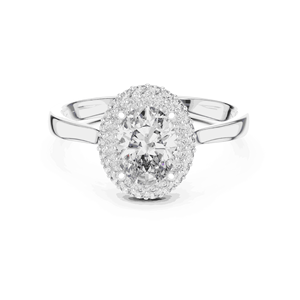 Bague de fiançailles avec halo de diamants ronds de 1 carat, cultivés en laboratoire, en argent sterling 925, 1,28 CTW, pour femme - Product Image 1