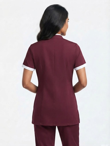 Blouse médicale à manches courtes pour infirmières, col montant, robe de travail médicale une pièce pour médecins et infirmières - Product Image 2